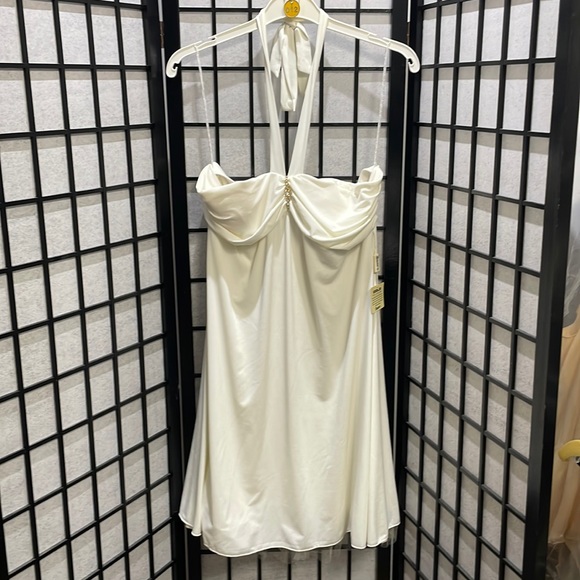Halter Dress By Jessica, Winter White With Jeweled Embellishment, NWT - Picture 1 of 6